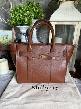 Mulberry Brown Pebbled Leather Small Bayswater Tote Purse